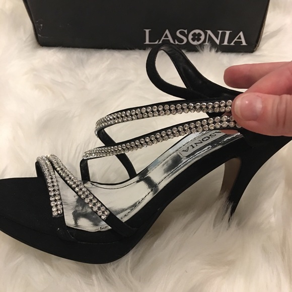 Lasonia High Heels Black w/Rhinestone - Picture 4 of 14